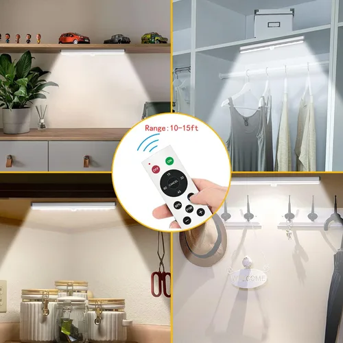 Vista 8 de Diomart Iluminación para debajo del gabinete, luces inalámbricas recargables para debajo del mostrador con control remoto, 20 luces LED regulables