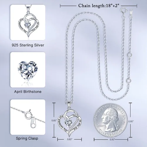 Vista 5 de Iefil 925 Sterling Silver Heart Birthstone for Women,Inspirational Gifts for Women She Believed She Could So She Did Necklace Birthday Inspirational