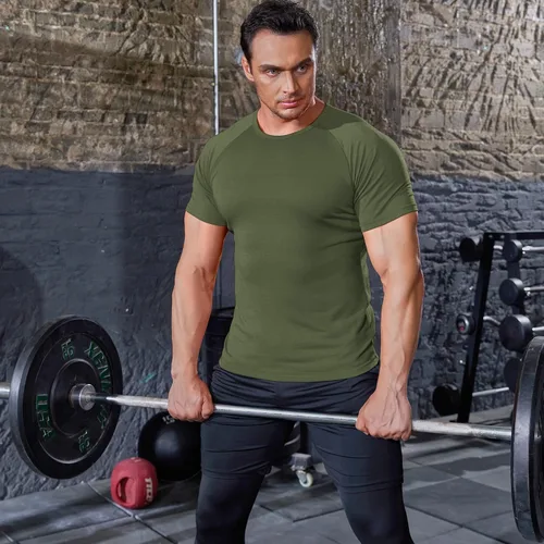 Vista 4 de COOFANDY Paquete de 3 camisetas de entrenamiento para hombre, manga corta, gimnasio, culturismo, muscular, capa base, camisetas de fitness