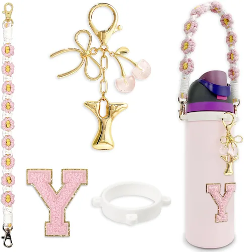 Vista 59 de Letter Handle Strap Accessories with Cute Initial Charm Compatible with Owala Water Bottle 24oz 32oz 40oz Owala Kids