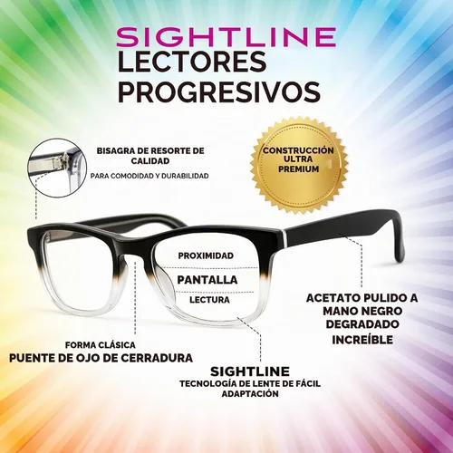 Vista 3 de Sightline H109 - Gafas de lectura multifoco de ajuste medio a estrecho