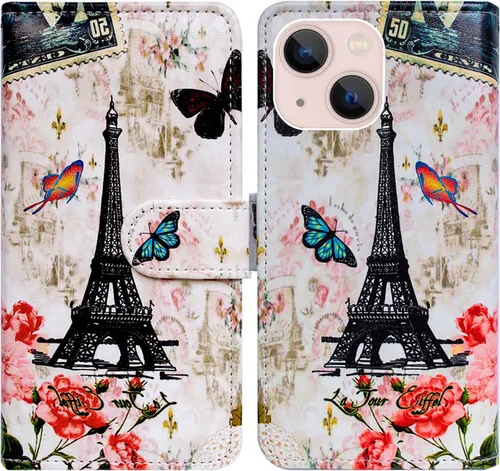 Vista 30 de Bcov Funda para iPhone 14 Plus, diseño de pájaro negro y verde con tapa para teléfono, con ranura para tarjetas, soporte para iPhone 14 Plus