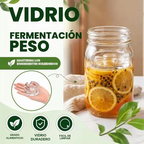 Vista 5 de Paquete de 9 pesas de fermentación con mango de fácil agarre, kit de fermentación de vidrio, tapas de fermentación para frascos Mason de boca ancha