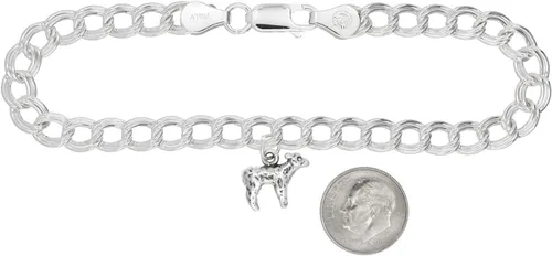 Vista 2 de Plata de ley Cordero de 4millimeter Encanto Pulsera