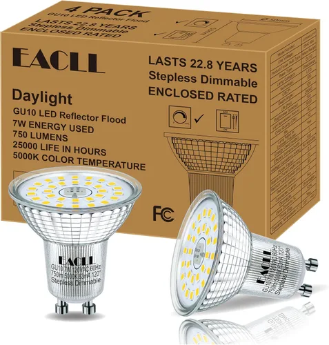 Vista 2 de EACLL MR16 GU10 LED Bulb Dimmable, 5000K Daylight, 7W Equivalent 75W, 25,000 Hours Lifetime, Energy Efficient Light, 750 Lumens 120 Degree Flood