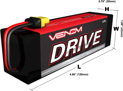 Vista 2 de Venom 20C 2S 5400mAh 7.4V Batería LiPo con enchufe universal (EC3/Deans/ Tamiya) x4 paquetes