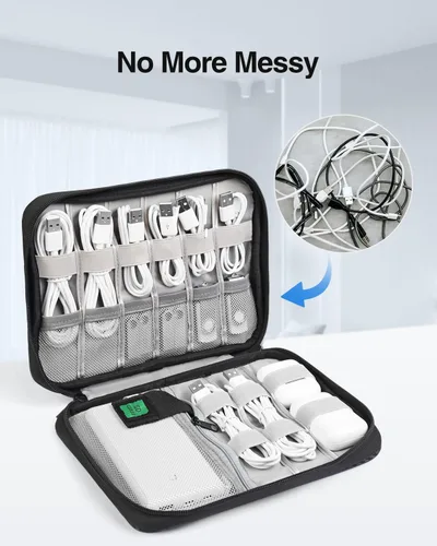Vista 5 de Estuche rígido para electrónica y bolsa organizadora de cables blandos