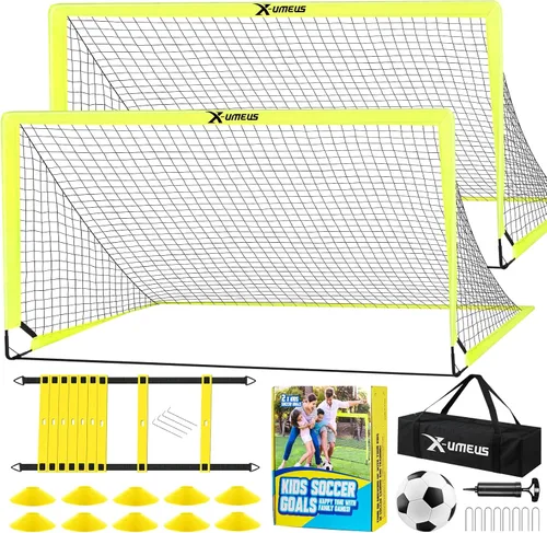 Vista 9 de Kids Soccer Goals for Backyard Set of 2, 4 x 3 ft/6 x 4 Toddler Soccer Goal Training Equipment with Soccer Ball, Cones, Pop Up Soccer Net for Kids