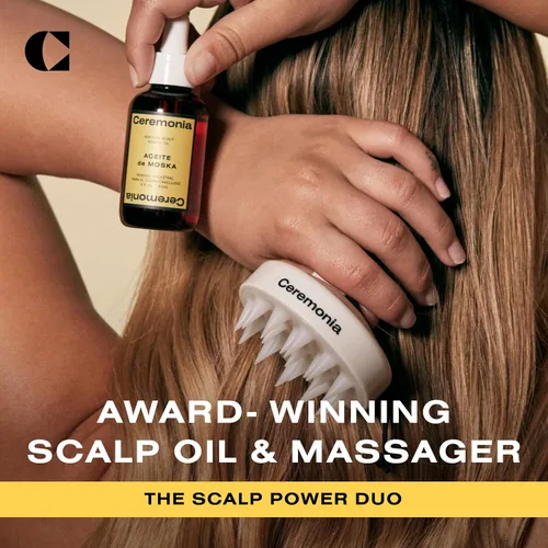 Vista 11 de Ceremonia Scalp Power-Duo Aceite de Moska & Scalp Masajeador Aloe Vera Babassu Castor 2 Fl Oz 60 mL