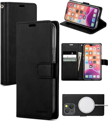 Vista 12 de GOOSPERY Funda Blue Moon para Galaxy S21 de 6.2 pulgadas (2021), soporte de piel sintética premium con soporte para tarjetas (negro)