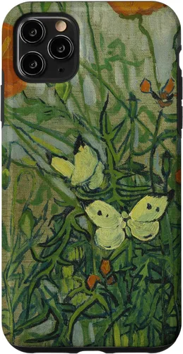 Vista 13 de Vincent Van Gogh - Carcasa para iPhone 17, diseño de mariposas y amapolas