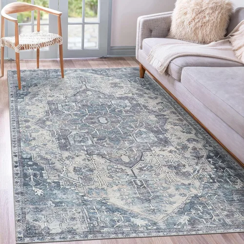 Vista 20 de GLN Rugs Bohemian - Troy - Alfombra de felpilla lavable a máquina, bohemio, lavable, antideslizante, alfombra de área de felpilla de pelo bajo