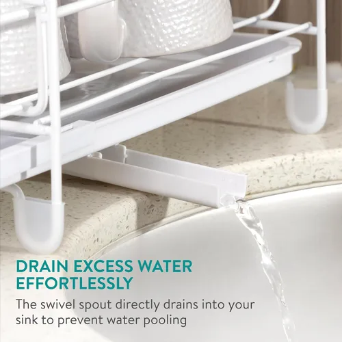 Vista 7 de Navaris Escurridor extensible para platos – Tabla de drenaje ajustable para secar platos – Platos extraíbles y soporte para cubiertos – Escurridor