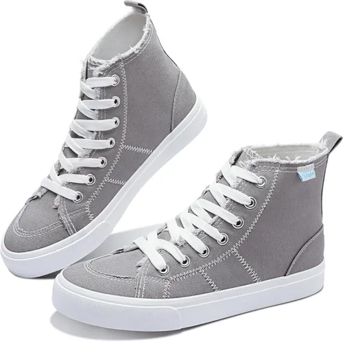 Vista 41 de Obtaom Zapatos de lona de alta calidad para mujer/hombre para jugar a media pantorrilla, zapatillas de deporte de moda casuales con cordones de alta