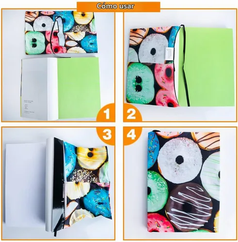 Vista 4 de Funda de libro para libros de bolsillo, tapa dura y libro de texto, 6 piezas de tela jumbo para libros Reusable, Fit 7"x9" to 9"x11", Washable