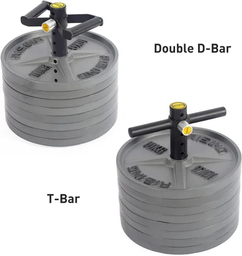 Vista 4 de Mango de pesa rusa ajustable, mango de pesas rusas resistente para platos, pasador de carga con doble barra en D y barra en T para discos