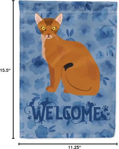 Vista 4 de Caroline's Treasures CK5005GF Bandera de bienvenida de gato abisinio para buzón, bandera decorativa para patio exterior, obras de arte de patio