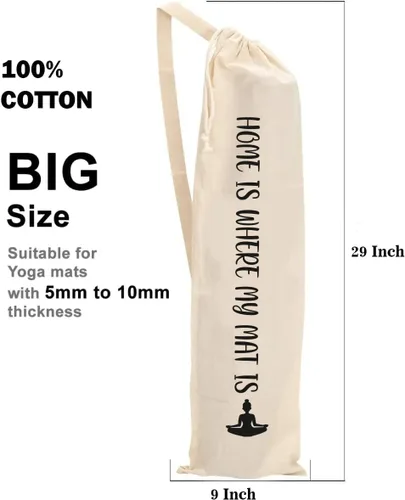Vista 2 de Mayatra - Funda para esterilla de yoga orgánica grande, 100% algodón, ligera, lavable, con correa ajustable, unisex