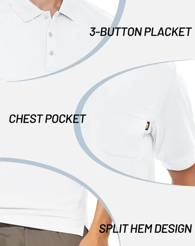 Vista 3 de MIER Men's Golf Polo Shirt with Pocket Short Sleeve Quick Dry Collared Work Casual Shirts UPF 50+ Performance Polyester