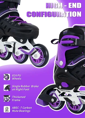 Vista 3 de MammyGol - Patines en línea ajustables para adultos, patines seguros y duraderos con ruedas gigantes, patines profesionales de alto rendimiento