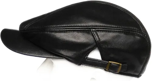 Vista 4 de LETHMIK Sombrero Plano de taxista en Piel Auténtica clásico Newsboy Cap Ivy de conducir