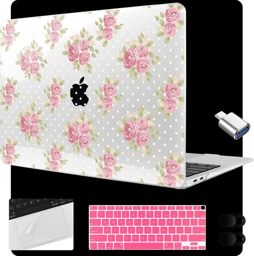 Vista 20 de MEEgoodo Funda para MacBook Air de 13.3 pulgadas 2021 2020 2019 2018 A2337 M1 A2179 A1932, carcasa para laptop para MacBook Air M1 con cubierta
