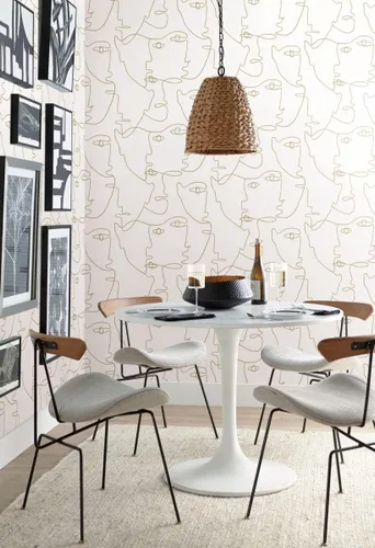 Vista 2 de York Wallcoverings Pablo Portraits Gold Premium - Papel tapiz autoadhesivo Dorado