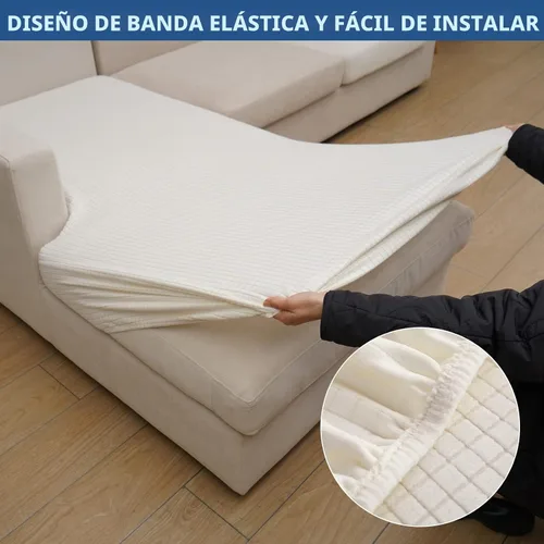 Vista 4 de Eismodra - Funda de sofá modular y en forma de L, funda para chaise longue, funda elástica mágica para sofá de 3 cojines en forma de L, funda