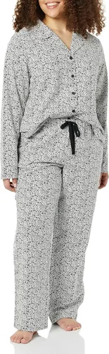 Vista 3 de Tienda Essentials Conjunto de pijama de franela de manga larga con botones frontales para mujer