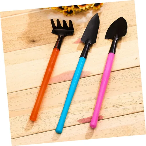 Vista 7 de Set of 3 Mini Garden Tools Compact Rake Shovel Trowel Durable Plastic Handles Ideal for Indoor Planting Bonsai Care