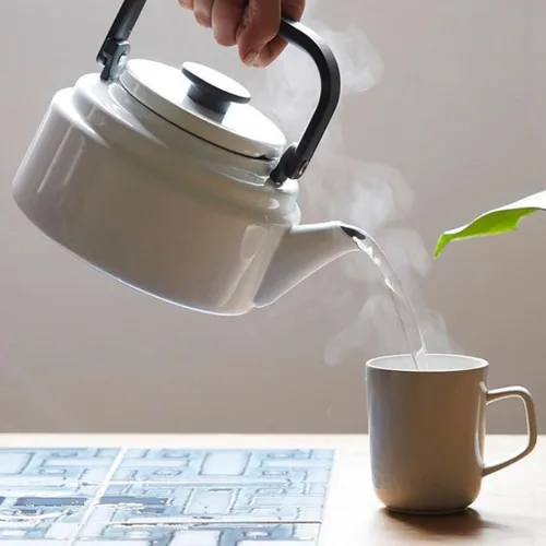 Vista 2 de LIOONS Hervidor de té de grado alimenticio, tetera de esmalte creativa, hervidor de fuego directo para el hogar, gran capacidad con asa, tetera de 2