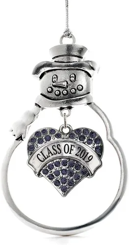 Vista 54 de Inspired Silver - Fuerza Aérea - Adorno de Navidad plateado - Adorno de árbol de Navidad con colgante de corazón azul con circonita cúbica