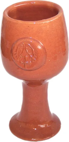 Vista 3 de Holy Land Market Cáliz de Comunión Cáliz de Vino Bíblico Terra Cotta - Marrón
