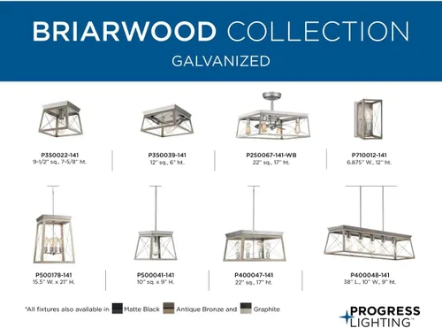Vista 10 de Briarwood Collection - Ventilador de techo galvanizado con motor de CA de 3 aspas de 22 pulgadas