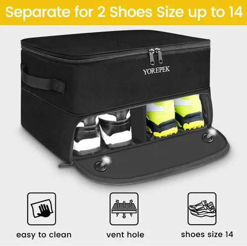 Vista 5 de YOREPEK Organizador de maletero de golf de 2 capas, regalos de golf para hombres con compartimento ventilado separado para 2 pares de zapatos