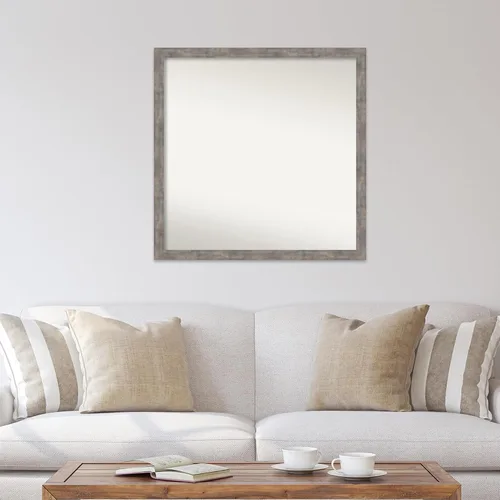 Vista 483 de Amanti Art Silver Bathroom Mirror for Over Sink, 26x35 Custom Made Marred Pewter Rectangle Vanity Mirror, Large Casual Wood Frame, Hangs Horizonally