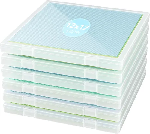 Vista 8 de Denkee Almacenamiento de papel de 12 x 12, paquete de 4 organizadores de papel para álbumes de recortes, caja organizadora de manualidades