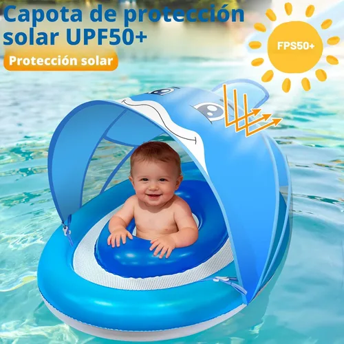 Vista 3 de Dolphin Baby Float with Canopy for Age 6-36 Months UPF 50+ Sun Protection Never Flip Over Dual Air Chambers Adjustable Safety Seat 4 Stage