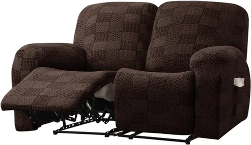 Vista 8 de vctops 10 fundas geométricas para sofá reclinable copetudo, suaves, elásticas y suaves de 4 asientos, funda antideslizante para sofá, protector