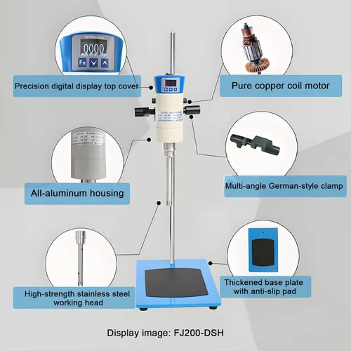 Vista 8 de Digital Homogenizer Electric Overhead Stirrer Mixer, 50-40000ml with LCD Display, 300-23000rpm Adjustable for Large Batch Sample Mixing with 2 Work