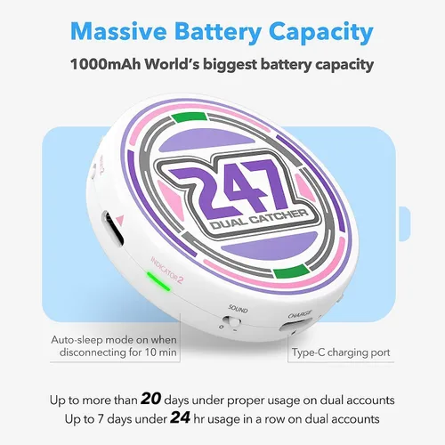 Vista 3 de Mcbazel PhotoFast 247 - Receptor automático dual para Poke mon Go con toque automático, reconexión automática, función de conexión de más de 1 hora