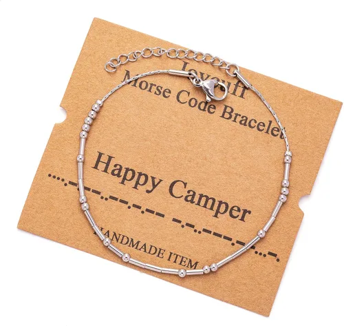 Vista 83 de JoycuFF Pulseras inspiradoras de código morse para mujeres, cuentas de plata, joyería con mantra de motivación, regalos para ella