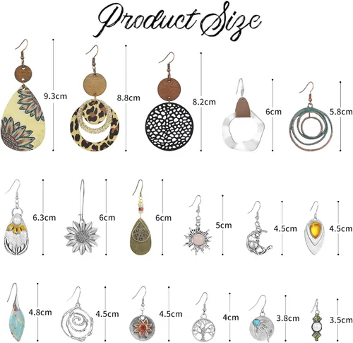 Vista 8 de 16 pares de aretes boho para mujer