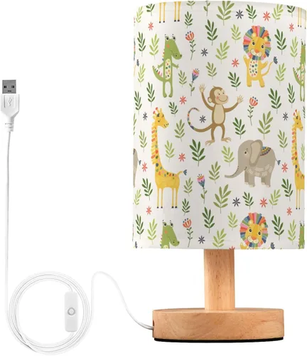 Vista 21 de Lámpara de mesa pintada Mariposa Diente de León con base de madera y pantalla de tela para mesita de noche, lámpara de escritorio para recámara