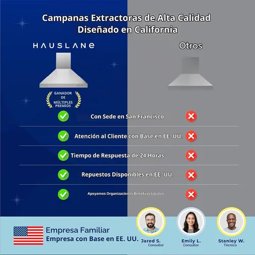 Vista 7 de Hauslane - Campana extractora de pared, 30 pulgadas, base convertible de 350-750 CFM Acero inoxidable