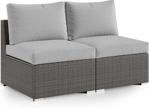 Vista 9 de Wisteria Lane Sofá de 2 piezas sin brazos para patio, muebles seccionales de mimbre para exteriores con cojín, sofás de dos plazas adicionales