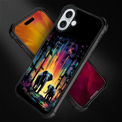 Vista 210 de Funda compatible con iPhone 15, diseño de elefantes africanos, diseño increíble a prueba de golpes, antiarañazos, carcasa trasera de policarbonato