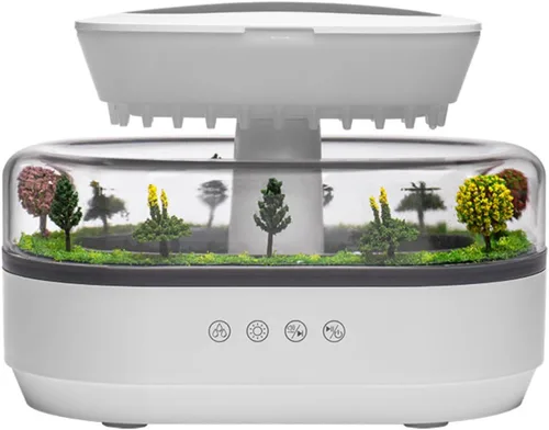 Vista 6 de Humidificador de lluvia – Humidificador ultrasónico de lluvia con efecto de gota de agua simulado, niebla silenciosa para dormitorio, oficina