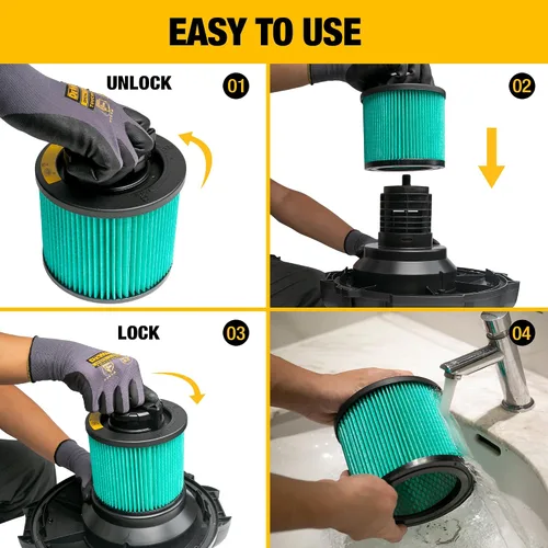Vista 9 de DEWALT Filtro de vacío HEPA de repuesto DXVC4003, apto para la mayoría de aspiradoras húmedas y secas de 4 a 5 galones, filtro de cartucho