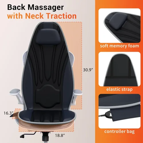 Vista 5 de SLOTHMORE Masajeador de espalda para silla con calor, vibración y soporte lumbar